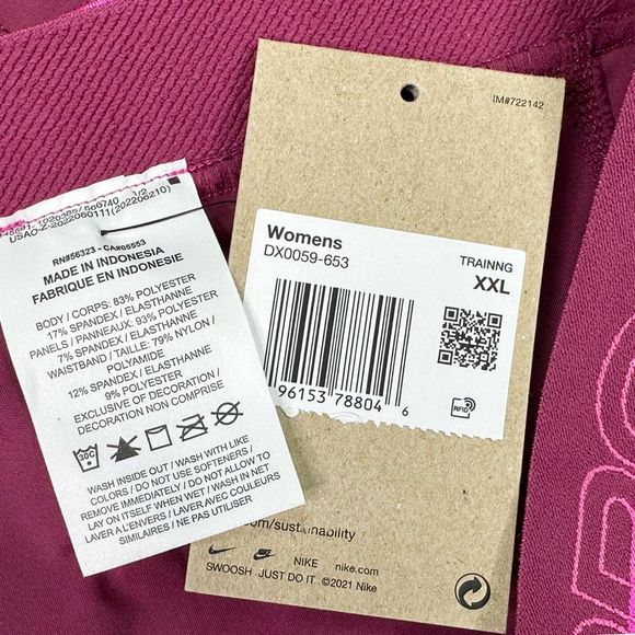 Nike Pro Dri-Fit Shorts - Size XXL - Rosewood / Active Fuchsia - Picture 8 of 8